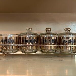 MCM Vintage Glass Canister Set with Gold Accents